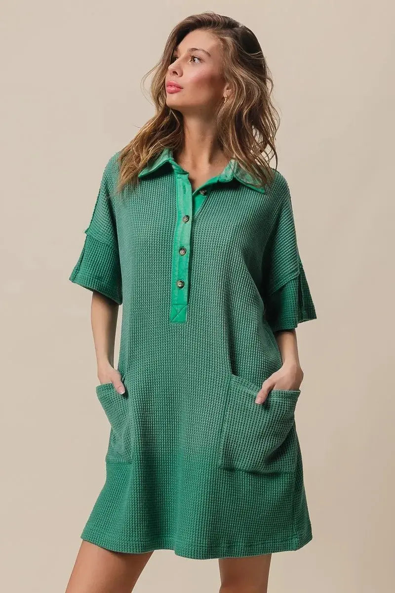 BiBi Dip Dye Mineral Washed Knit Dress for Casual Style - Love Salve